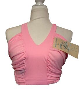 Little Lisa LTD. Women’s Pink Halter Tie-Back Swim Top Stretch Size M